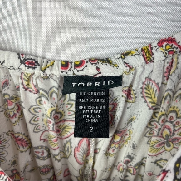Torrid Floral Border Print Paisley Challis Ruffle Babydoll Tank Top 2 / 18/20 - Picture 7 of 8